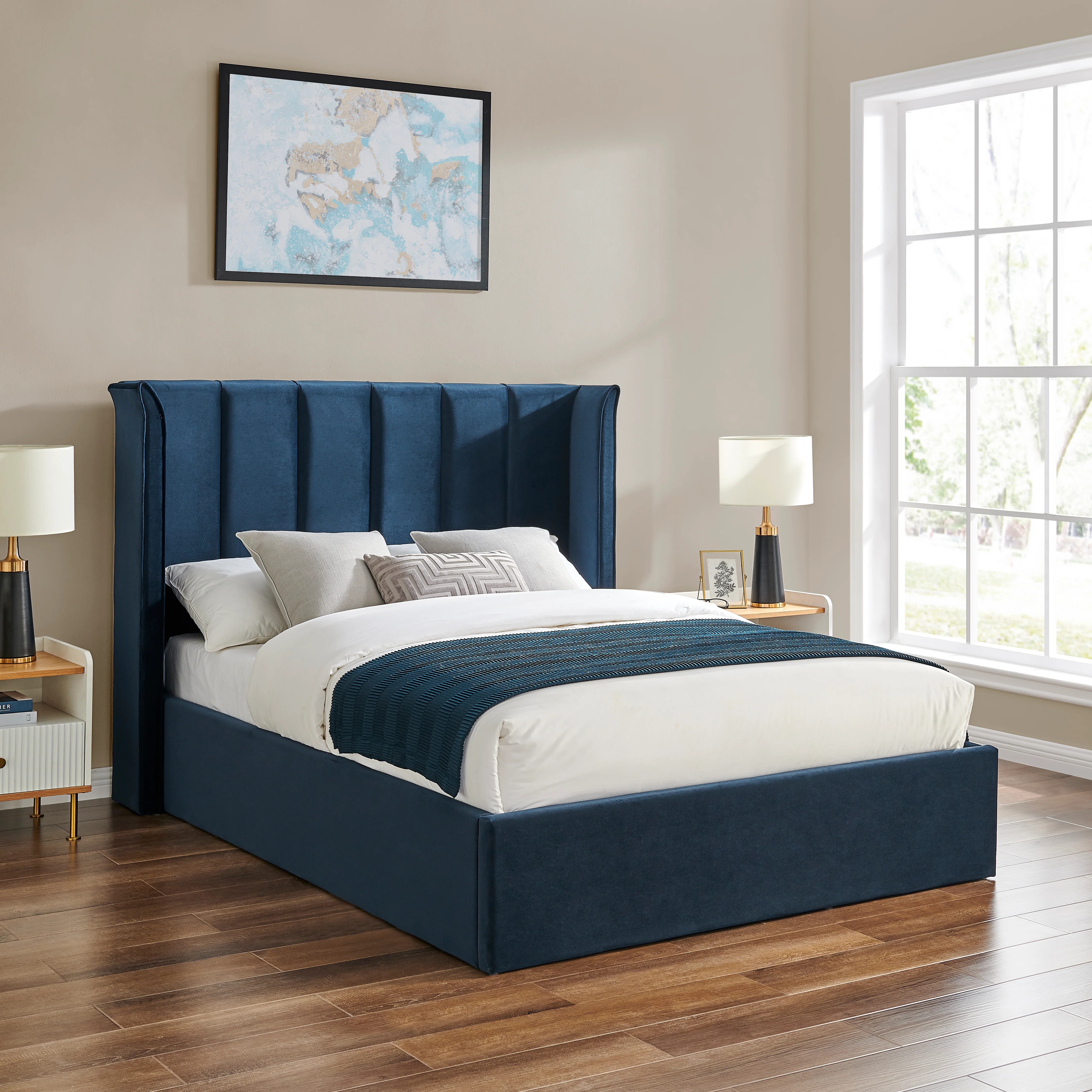 BOLOGNA KINGSIZE NAVY BLUE BEDFRAME - Image 2