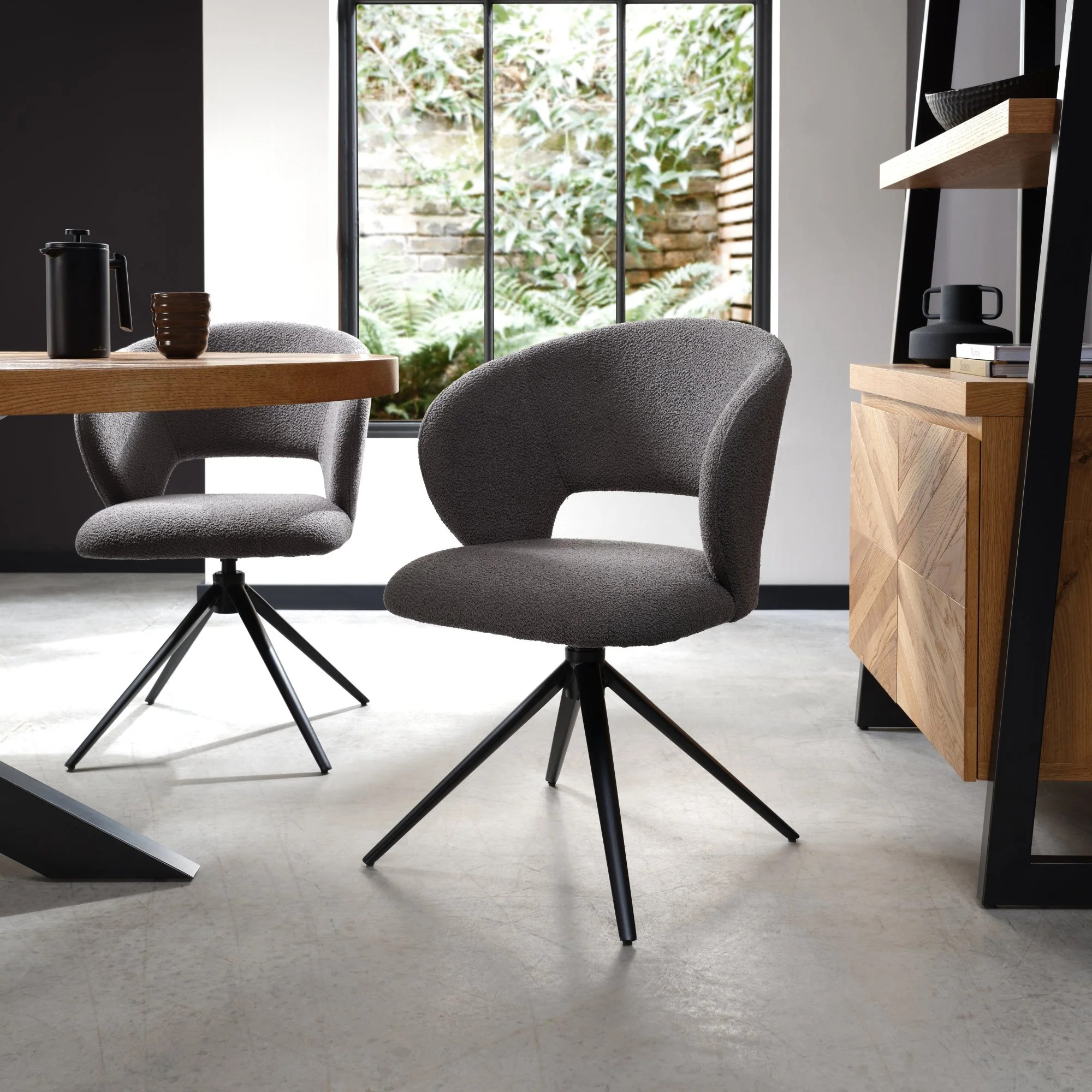 Chloe Grey Boucle Fabric Dining Chair
