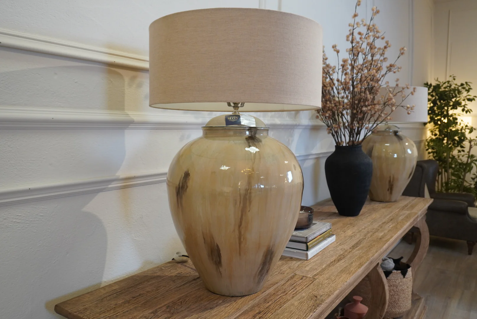 Coffee Enamel Table Lamp with Shade - Image 3