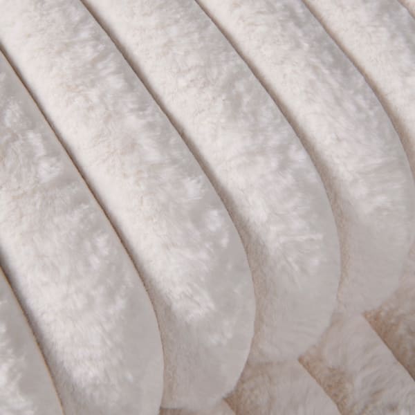 Cream Faux Rabbit Ribbed Throw - Image 3