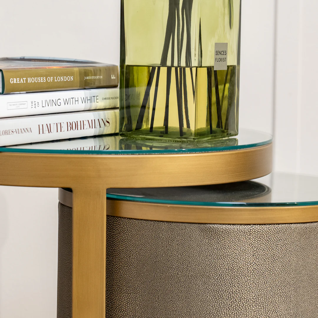 End table Materia brass shagreen incl. glass (Set of 2) - Image 4