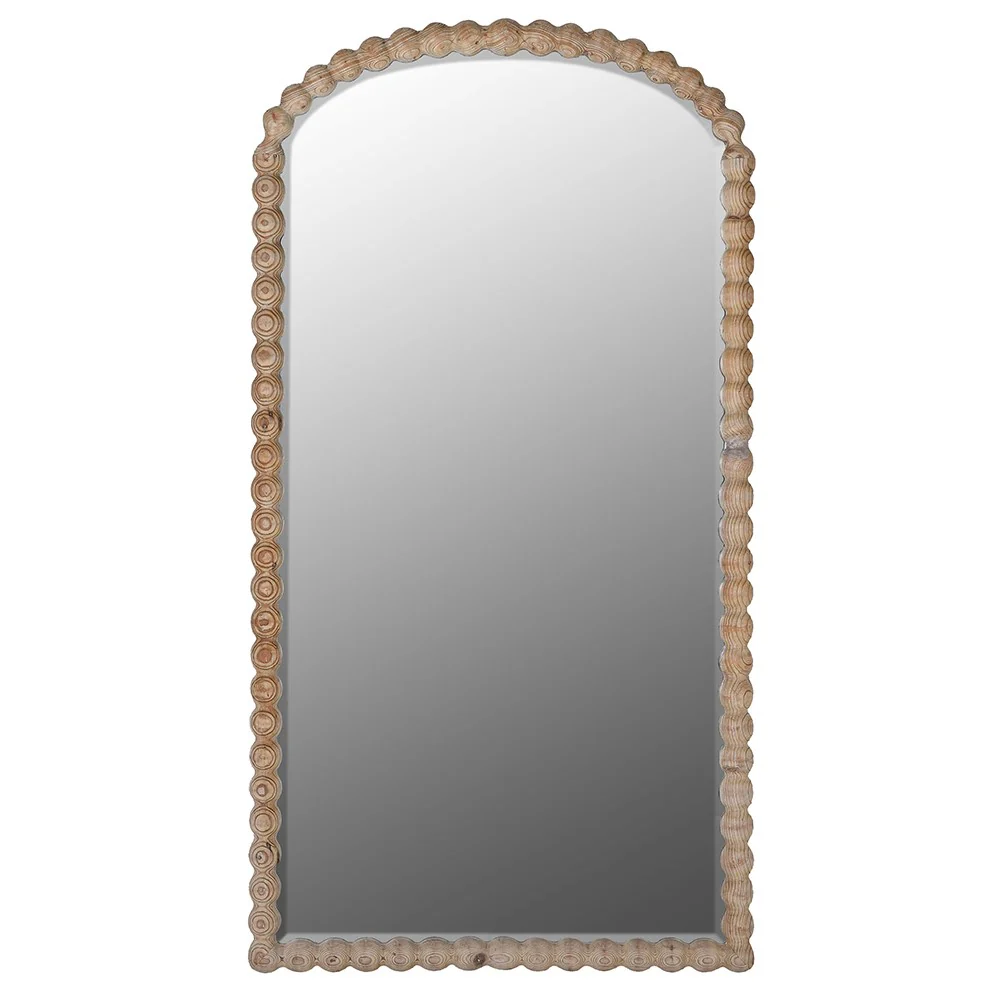 Large Natural Wood Bobble Mirror