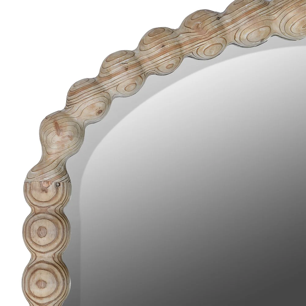 Large Natural Wood Bobble Mirror - Image 2