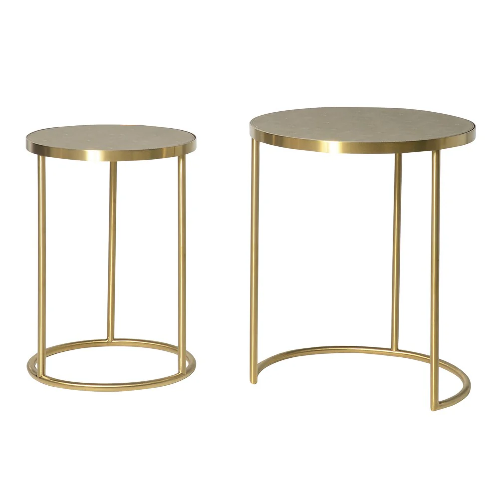 Maxim Nest of 2 Sage Faux Shagreen Side Tables - Image 2