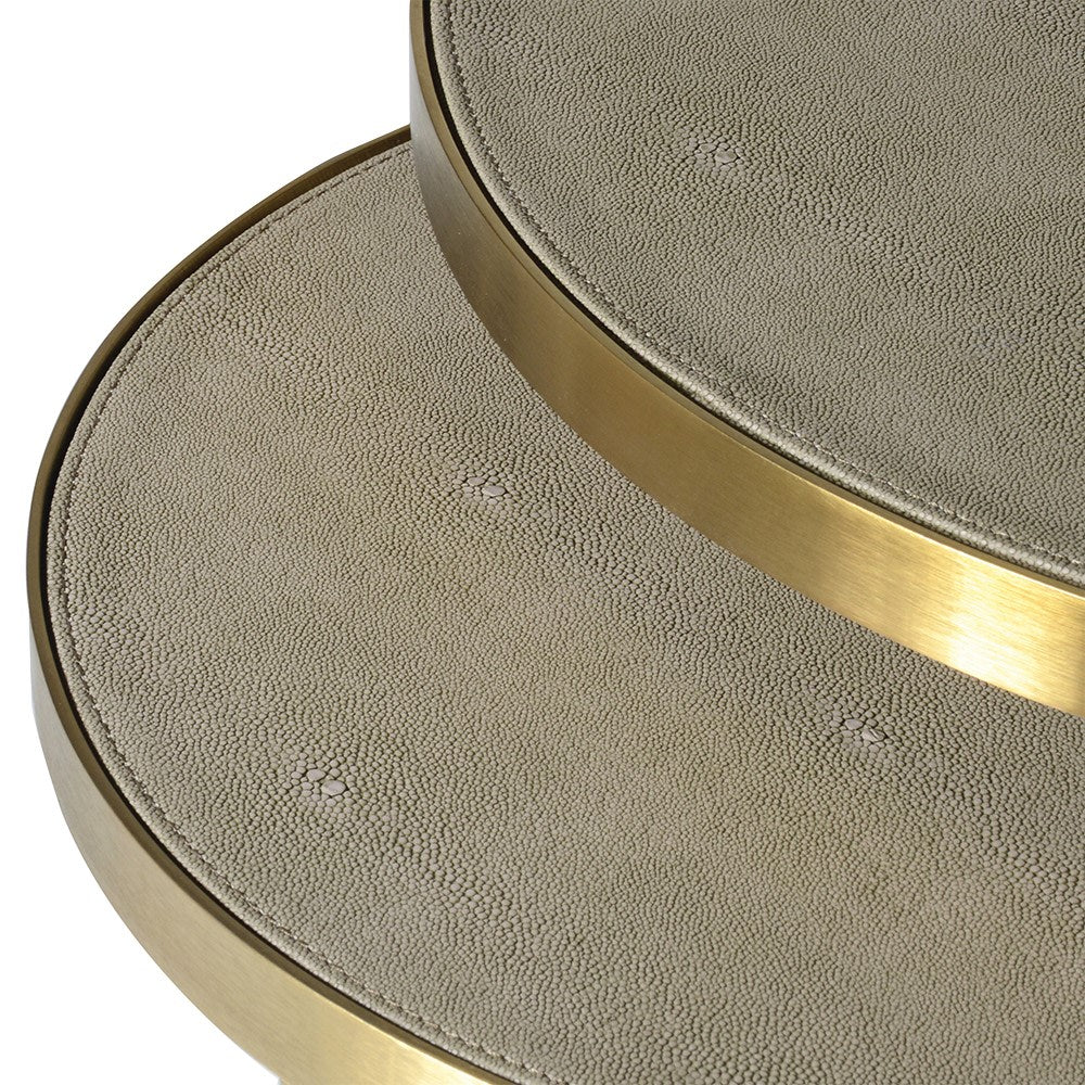 Maxim Nest of 2 Sage Faux Shagreen Side Tables - Image 3