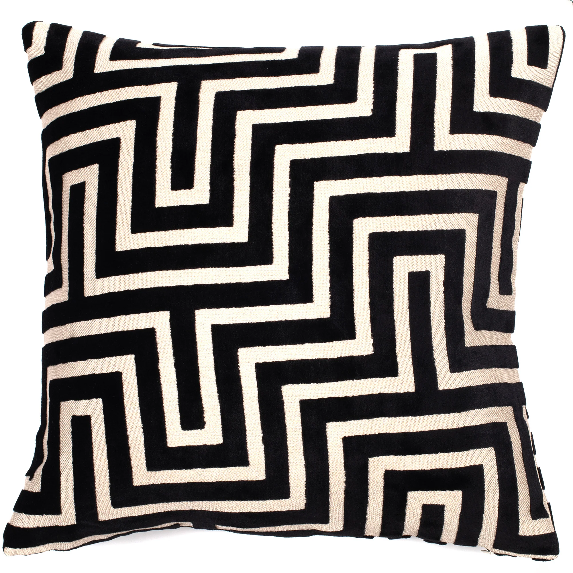 Maze Cut Velvet Black Cushion