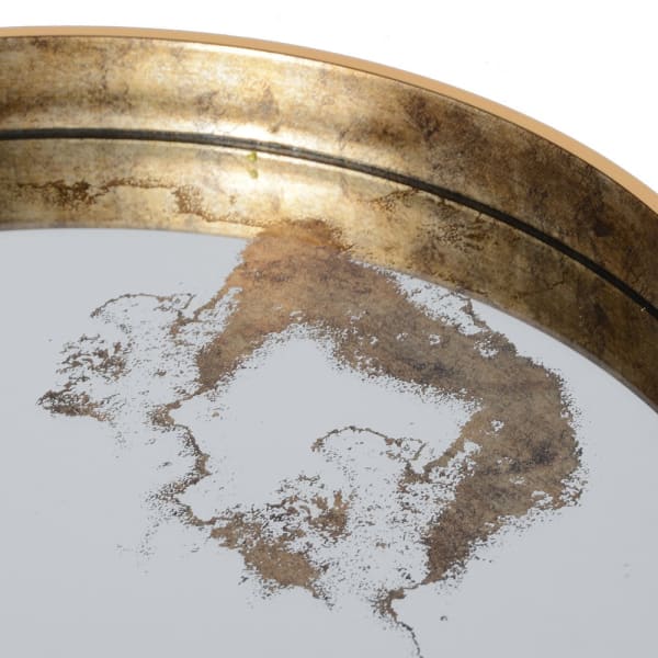 Nest of 2 Gold Marble Mirror Round Tray Tables - Image 2