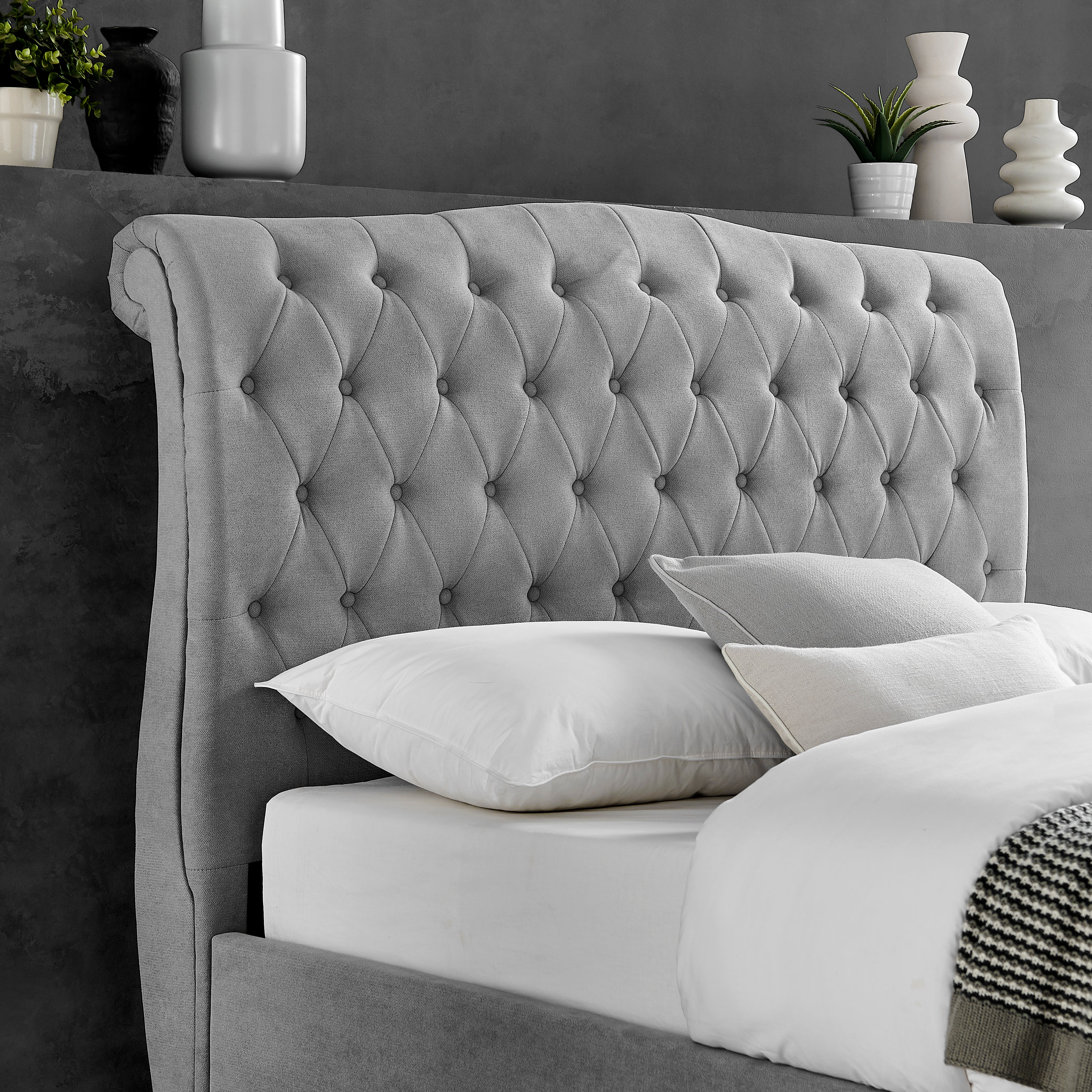 PALERMO KINGSIZE GREY BEDFRAME - Image 3