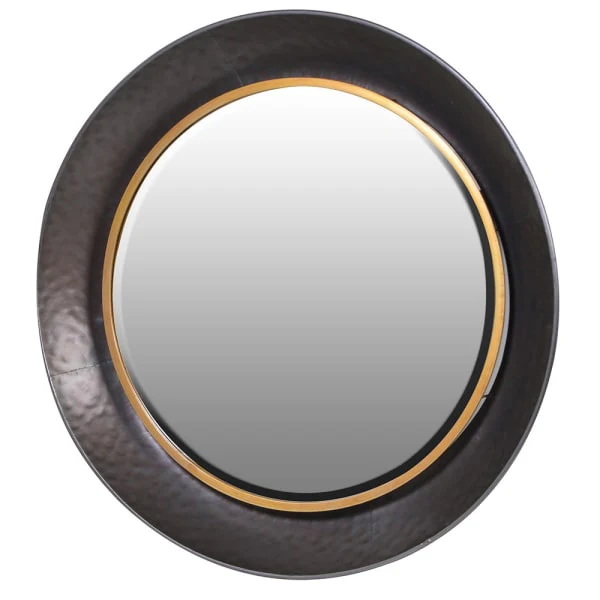 Round Black and Gold Wall Mirror - Image 2