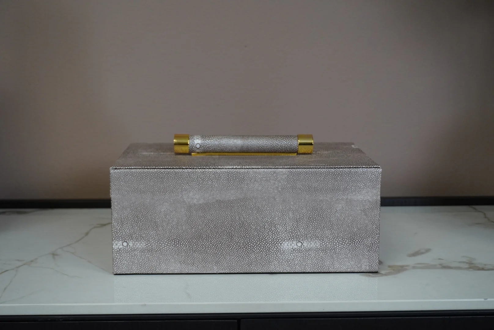 Set of 2 Faux Shagreen Trinket Boxes