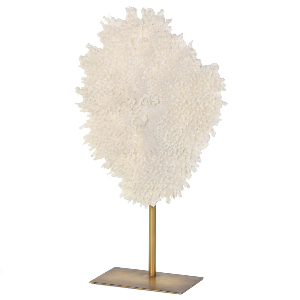 Small White Faux Coral On Stand Ornament - Image 2