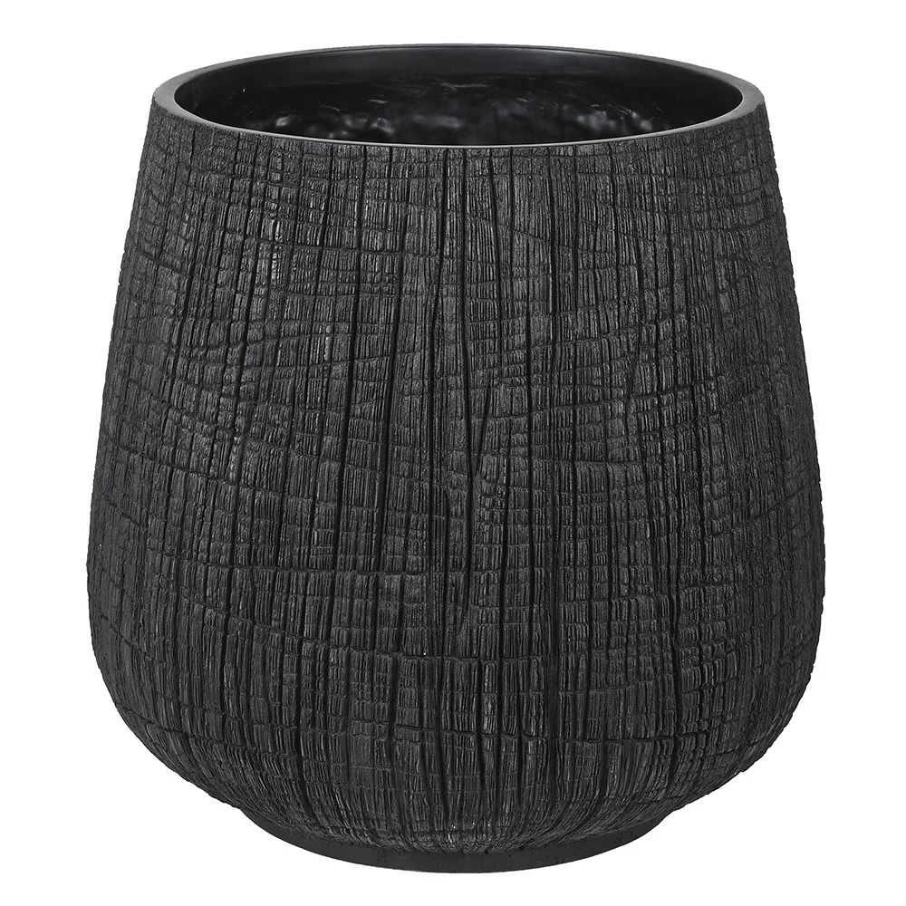 Tall Black Yakisugi Textural Pot