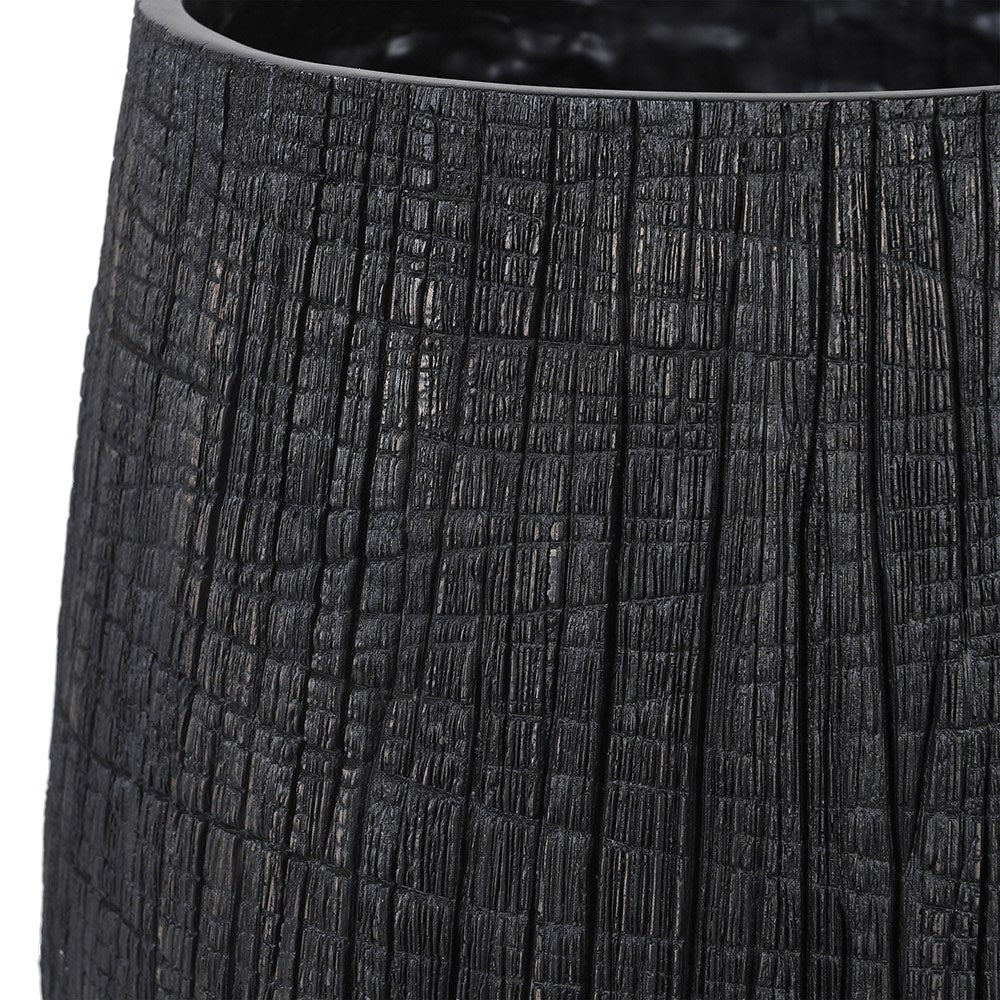 Tall Black Yakisugi Textural Pot - Image 2