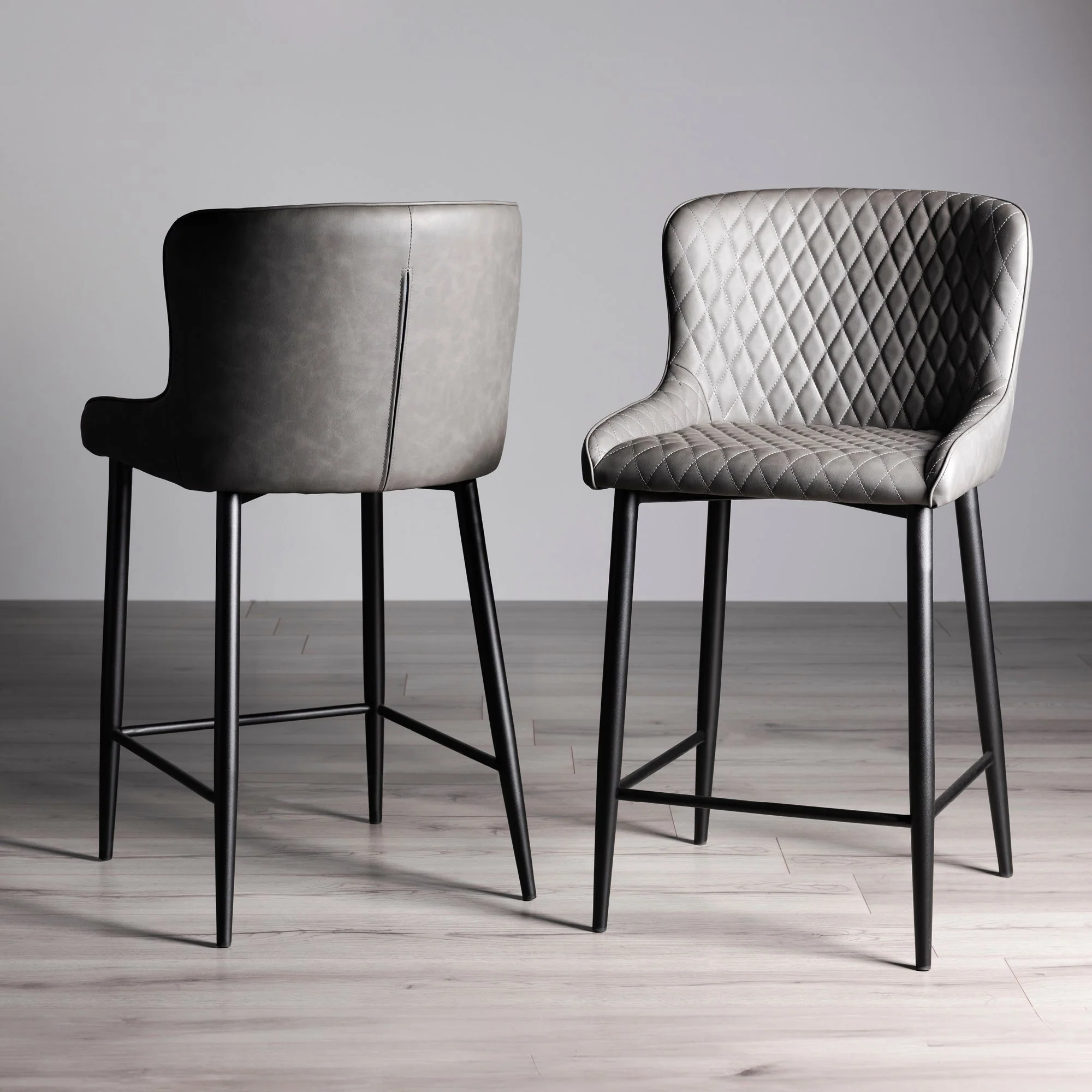Turin Grey Faux Leather Barstool - Image 5